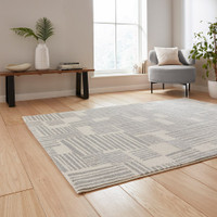 Catherine Lansfield Blocks Abstract Grey Rug