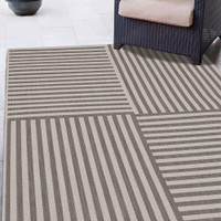 County Multi Stripe Natural Rug outdoors