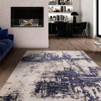Dusk Marble Navy Rug in a living room