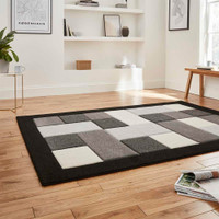 Modern Brooklyn Rug BRK04 Black Grey Runner