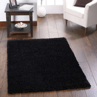 Origins Chicago Black Thick Shaggy Rug Runner