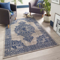Origins Saville Grey Blue Heritage Rug Runner