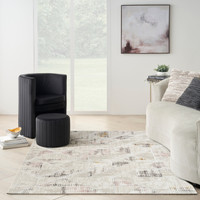 Glitz GLZ04 Ivory Multicolour Luxury Glossy Rug Runner
