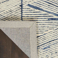 Colorado CLR01 White Blue Wool Rug Runner