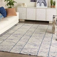 Colorado CLR01 White Blue Wool Rug Runner
