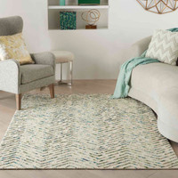 Colorado CLR02 Ivory Green Wool Rug Runner
