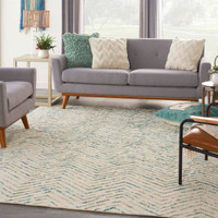 Colorado CLR02 Ivory Green Wool Rug Runner