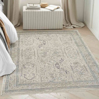 Lynx LNX01 Ivory Grey Blue Thin Classic Rug Runner