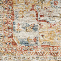 Sahar Traditional Silk Look Rug Ivory Blue Runner