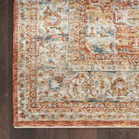 Sahar Traditional Silk Look Rug Ivory Multicolour Runner