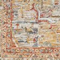 Sahar Traditional Silk Look Rug Ivory Rust Runner