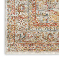 Sahar Traditional Silk Look Rug Ivory Rust Runner