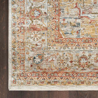 Sahar Traditional Silk Look Rug Ivory Rust Runner