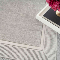 Glitz GLZ07 Silky Two Tone Thin Rug in Silver Runner