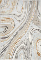 Glitz GLZ21 Grey Gold Metallic Marble Rug Runner