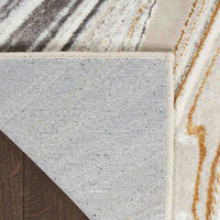 Glitz GLZ21 Grey Gold Metallic Marble Rug Runner