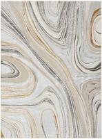 Glitz GLZ21 Grey Gold Metallic Marble Rug Runner