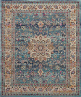 Blue Multi Vintage Kashan Rug VKA01 Runner
