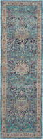 Blue Multi Vintage Kashan Rug VKA01 Runner