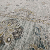 Jasper JA01 Blue Silky Traditional Fringe Rug Runner