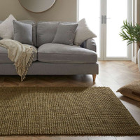 Whitefield Olive Brown Handwoven Boucle Rug Runner