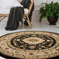 Victoria Traditional Black Circle Rug