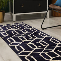 Newport Lattice Navy Rug Runner