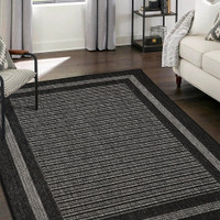 Flatweave Gel Border Black Rug
