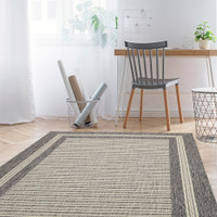 Flatweave Gel Border Steel Grey Rug