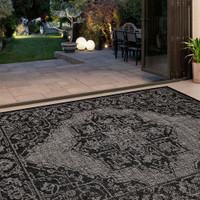 Flatweave Gel Medallion Black Rug