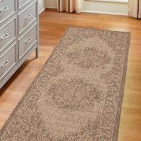 Flatweave Gel Medallion Latte Rug Runner