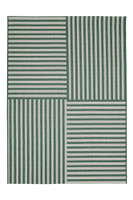 County Multi Stripe Green Indoor Outside Rug Runner