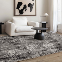 Kuza Portrait Abstract Geo Grey Rug