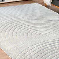 Malmo Curves White Contemporary Indoor Outdoor Rug