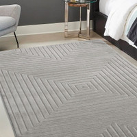 Malmo Squares Grey Contemporary Indoor Outdoor Rug