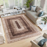 bronze shaggy rug in a living room