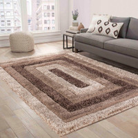 bronze shaggy rug in a living room