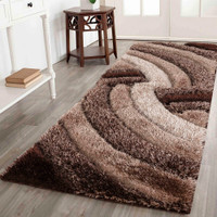 bronze shaggy rug runner in a hallway
