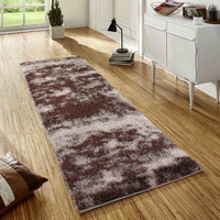bronze shaggy rug runner in a hallway