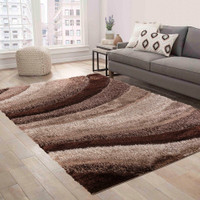 bronze shaggy rug in a living room