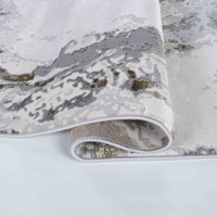 gold grey abstract rug folded