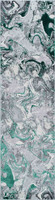 aqua grey abstract rug runner portrait