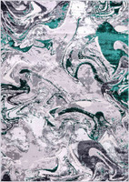 aqua grey abstract rug portrait