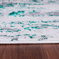 aqua grey abstract rug runner closeup edge