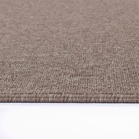 plain low pile dark beige rug runner closeup edge on white floor
