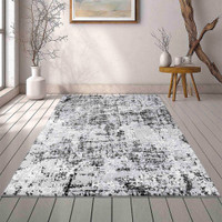 modern abstract lines black rug in a living room