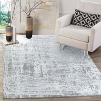 modern abstract lines grey rug in a living room