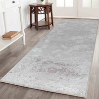 modern abstract water flow stone rug runner in a hallway