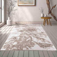 modern abstract water flow stone rug in a living room
