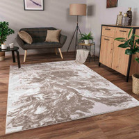 modern abstract water flow stone rug in a living room